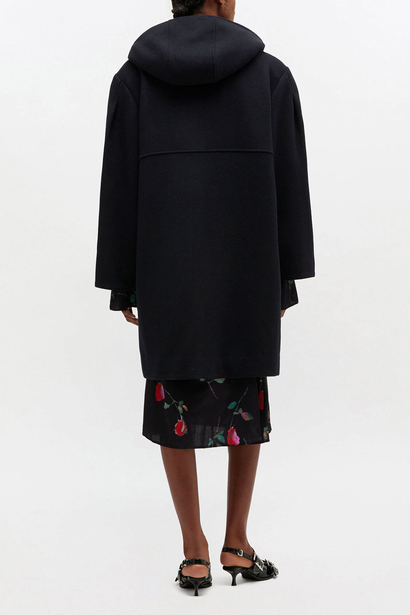 Wool Duffle Coat, Wool, in colour Sky Captain - 2 - GANNI