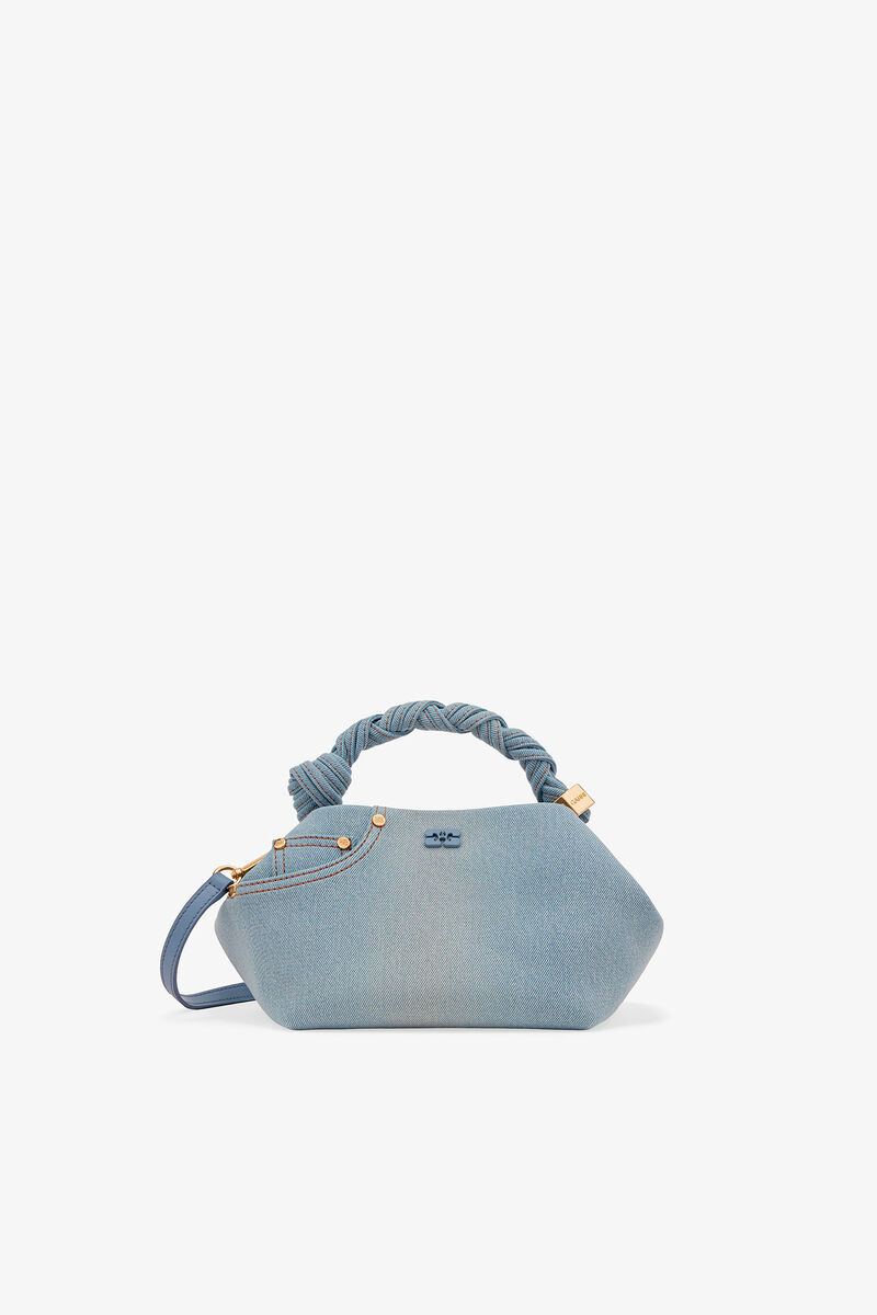 Denim Small Bou Bag, Recycled Cotton, in colour Faded Denim - 1 - GANNI