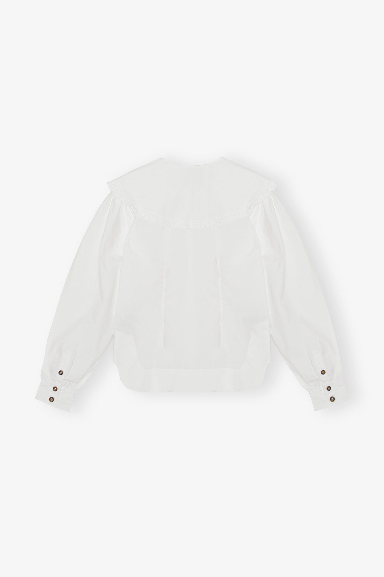 White Frill Collar Poplin Shirt, Cotton, in colour Bright White - 2 - GANNI