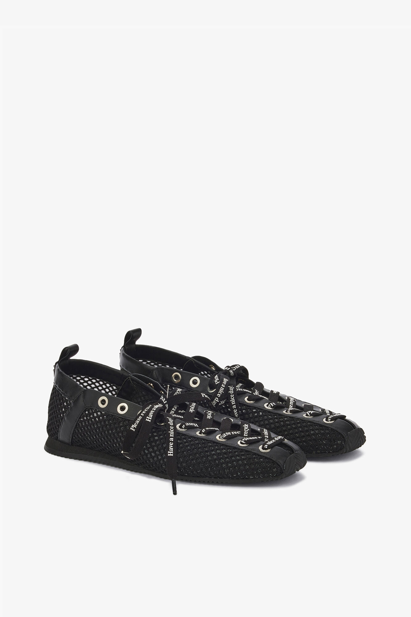 Sporty Ballerina in Black Mesh, Recycled Polyester, in colour Black - 4 - GANNI