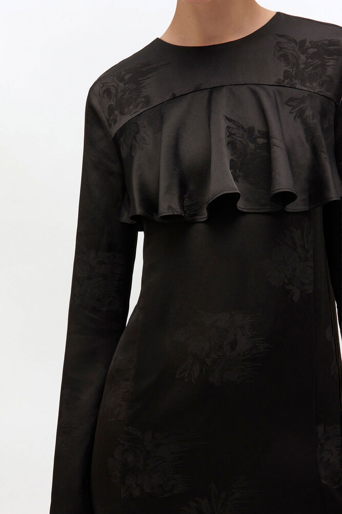 Black Ruffle Mini Dress, Black