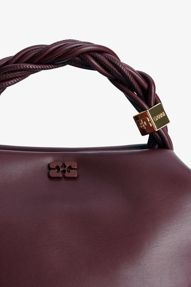 Burgundy Small GANNI Bou Bag, Recycled Leather, in colour Burgundy - 5 - GANNI