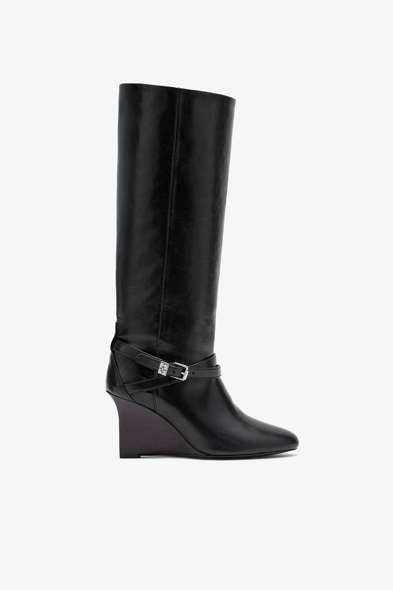 Kat High Boot in Black, Recycled Leather, in colour Black - 1 - GANNI