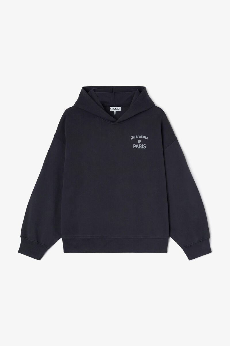 Dunkelgrauer Paris GANNI Club-Hoodie, Organic Cotton, in colour Phantom - 1 - GANNI