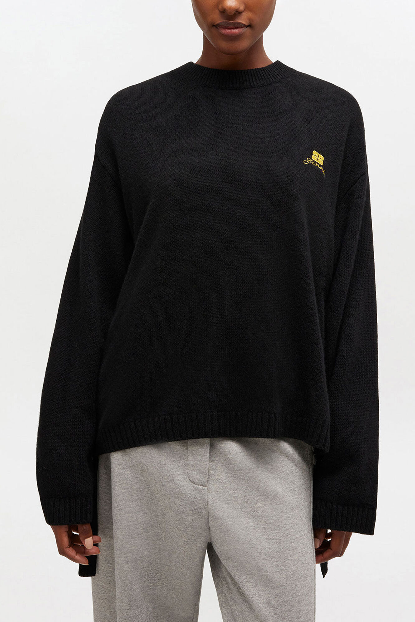 Wool Mix Jumper, Wool, in colour Black - 1 - GANNI