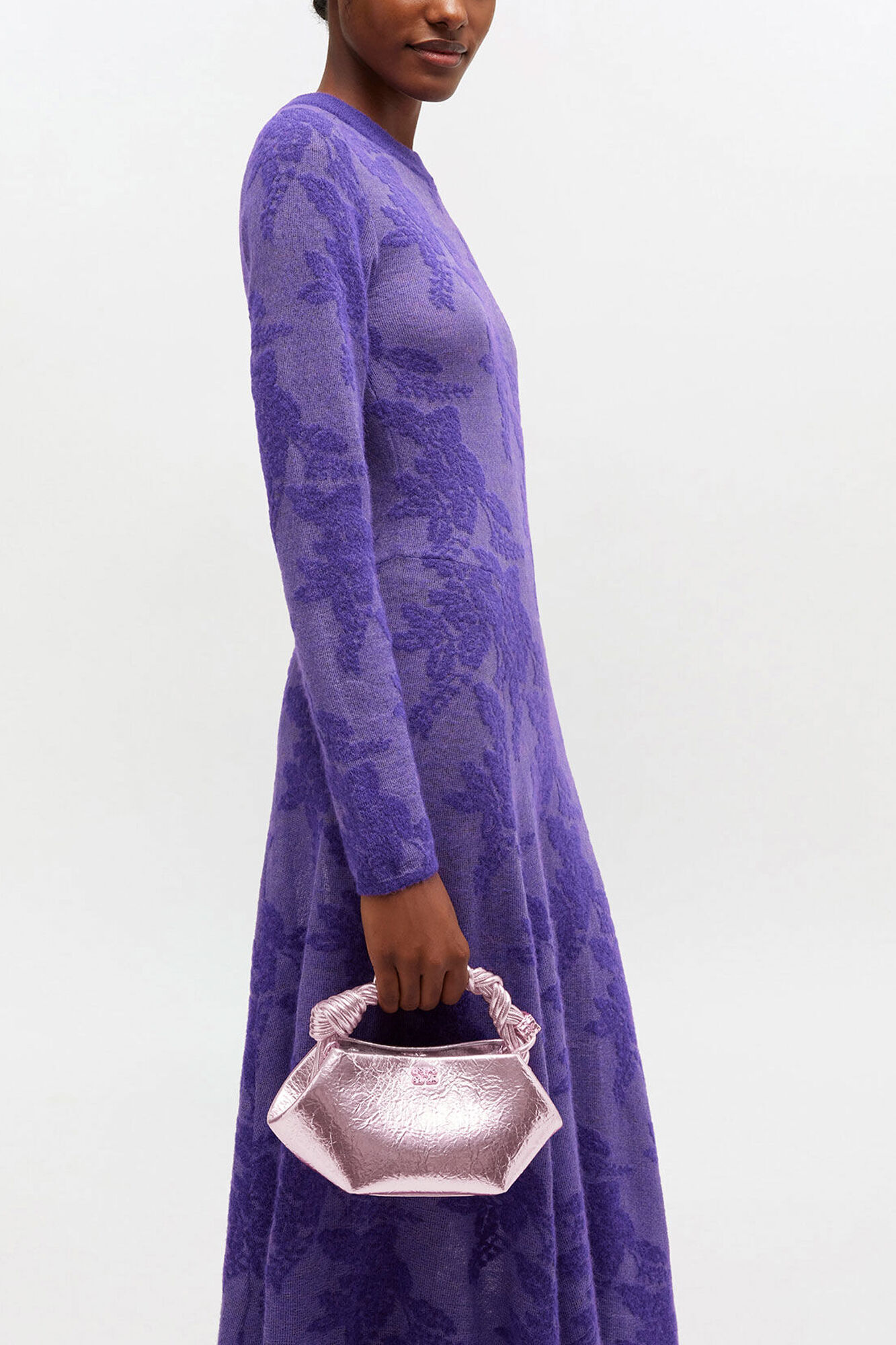 Metallic Mini Bou Bag, Polyurethane, in colour Silver Pink - 1 - GANNI