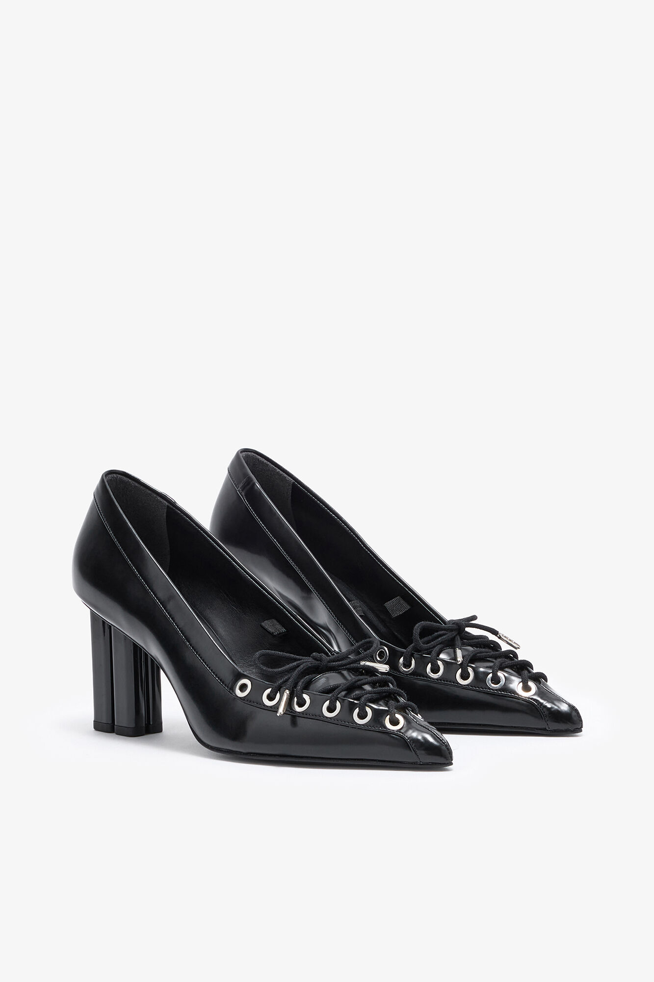 Lace Up Butterfly High Pump in Black, Polyurethane, in colour Black - 2 - GANNI