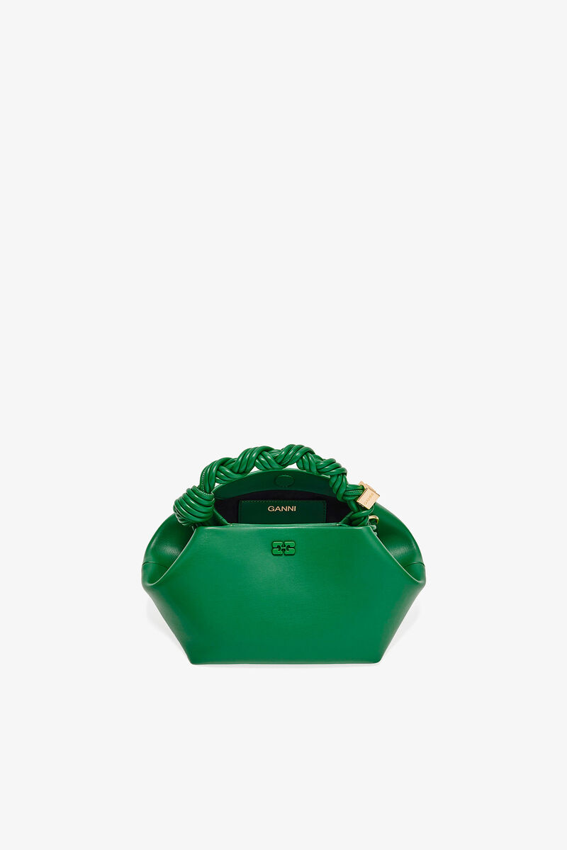 Green Small Bou Bag, Recycled Leather, in colour Juniper - 3 - GANNI
