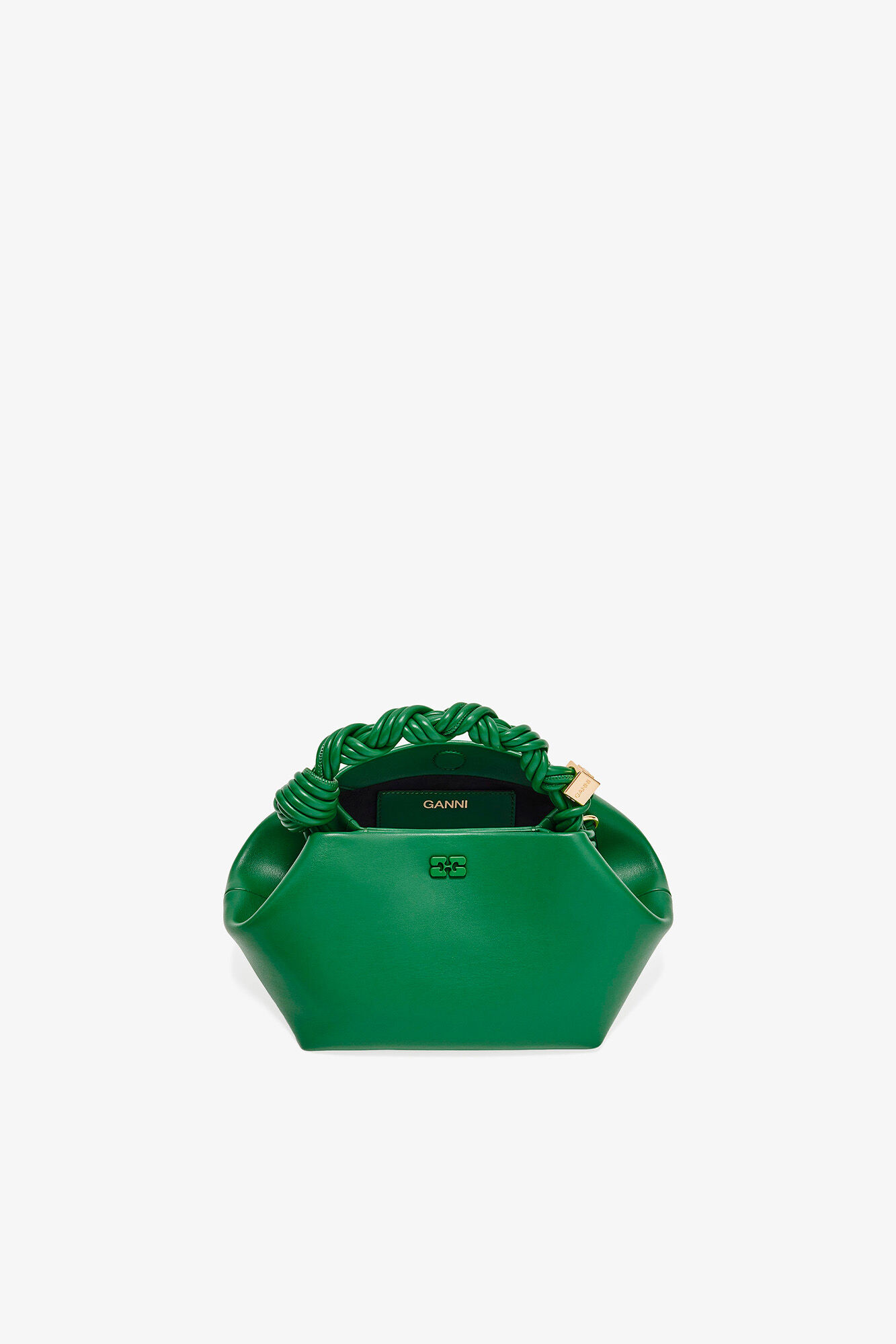 Green Small Bou Bag, Recycled Leather, in colour Juniper - 3 - GANNI