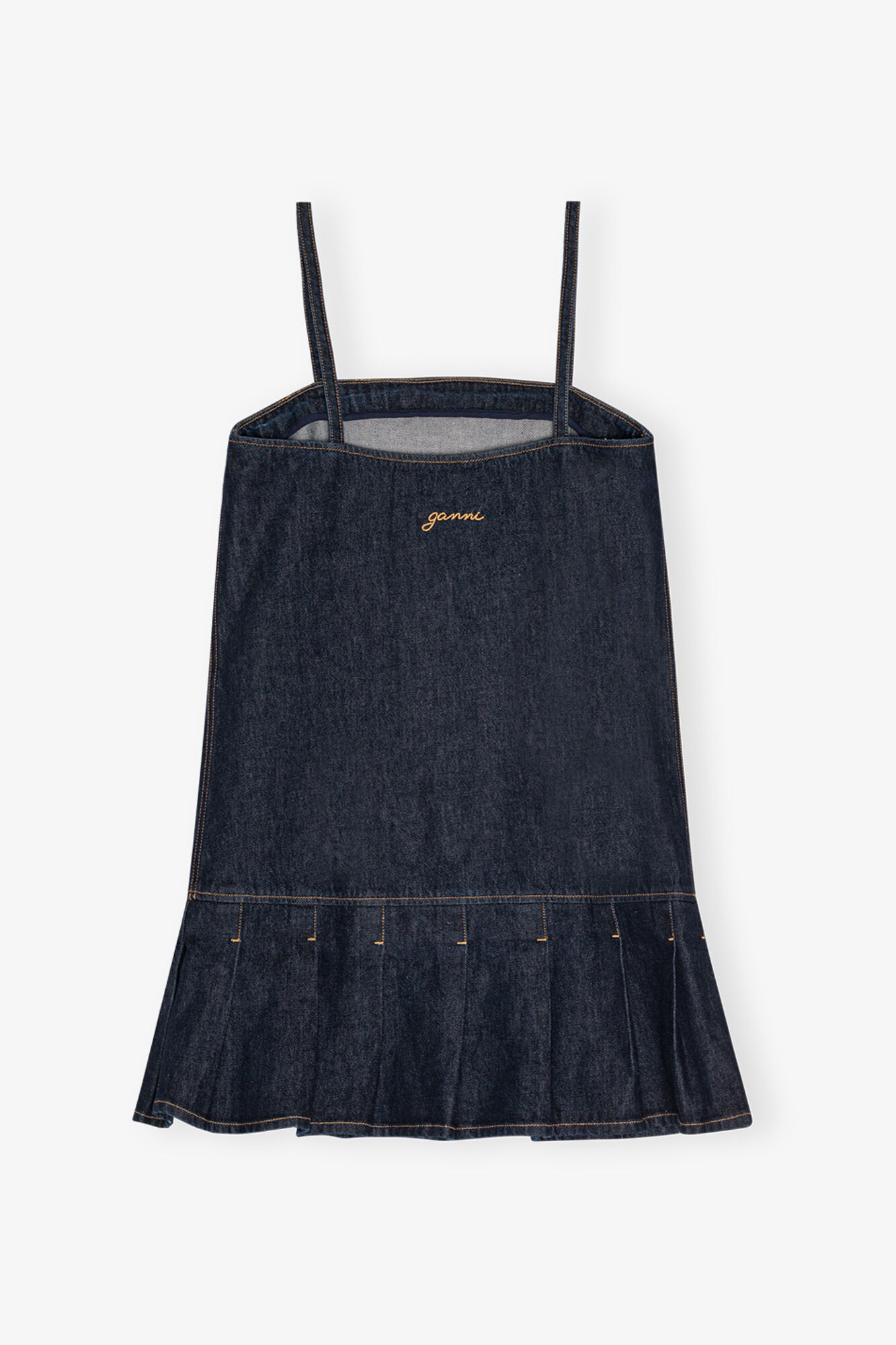 Denim Strap Mini Dress, Organic Cotton, in colour Rinse - 2 - GANNI