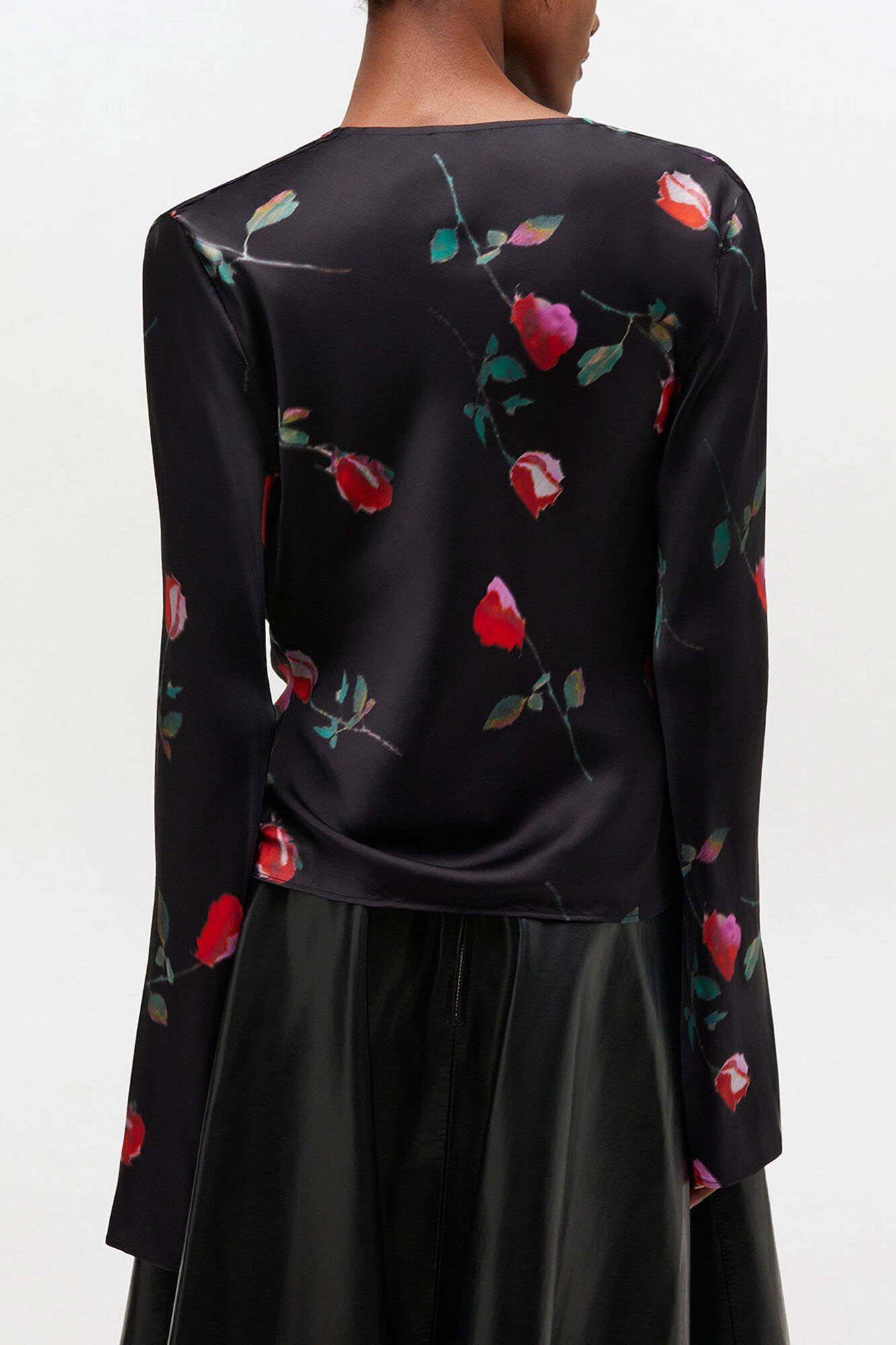 Bedruckte Satinbluse, Viscose, in colour Black - 3 - GANNI