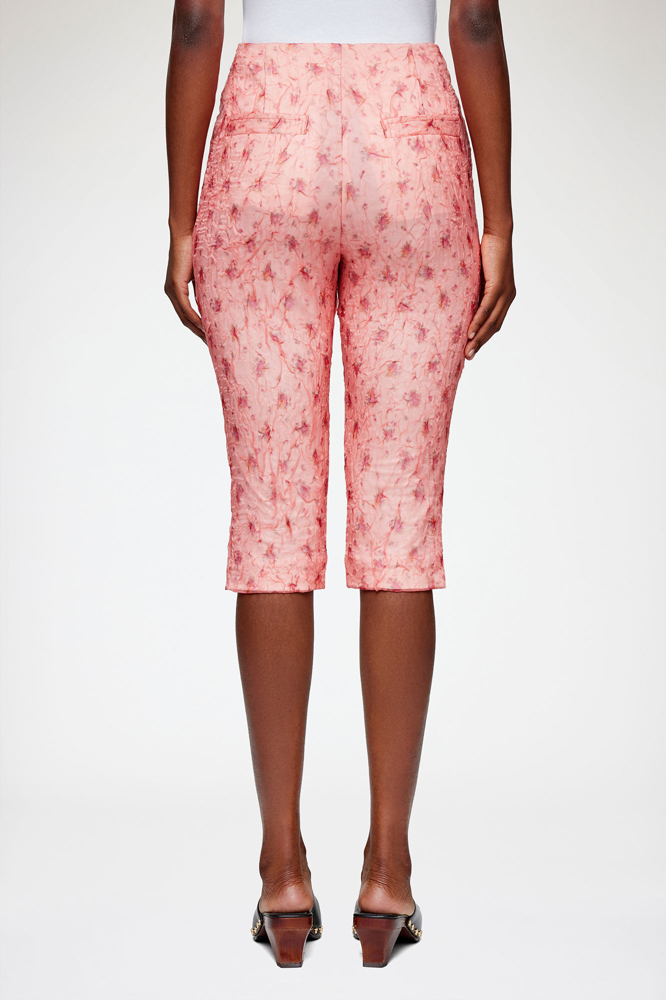 Pantalon capri en organza Shibori, Recycled Polyester, in colour Lantana - 3 - GANNI