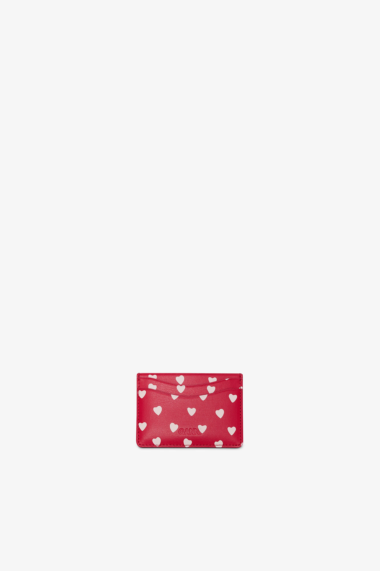Porte-cartes &agrave; pois Bou, Recycled Leather, in colour Barbados Cherry - 2 - GANNI