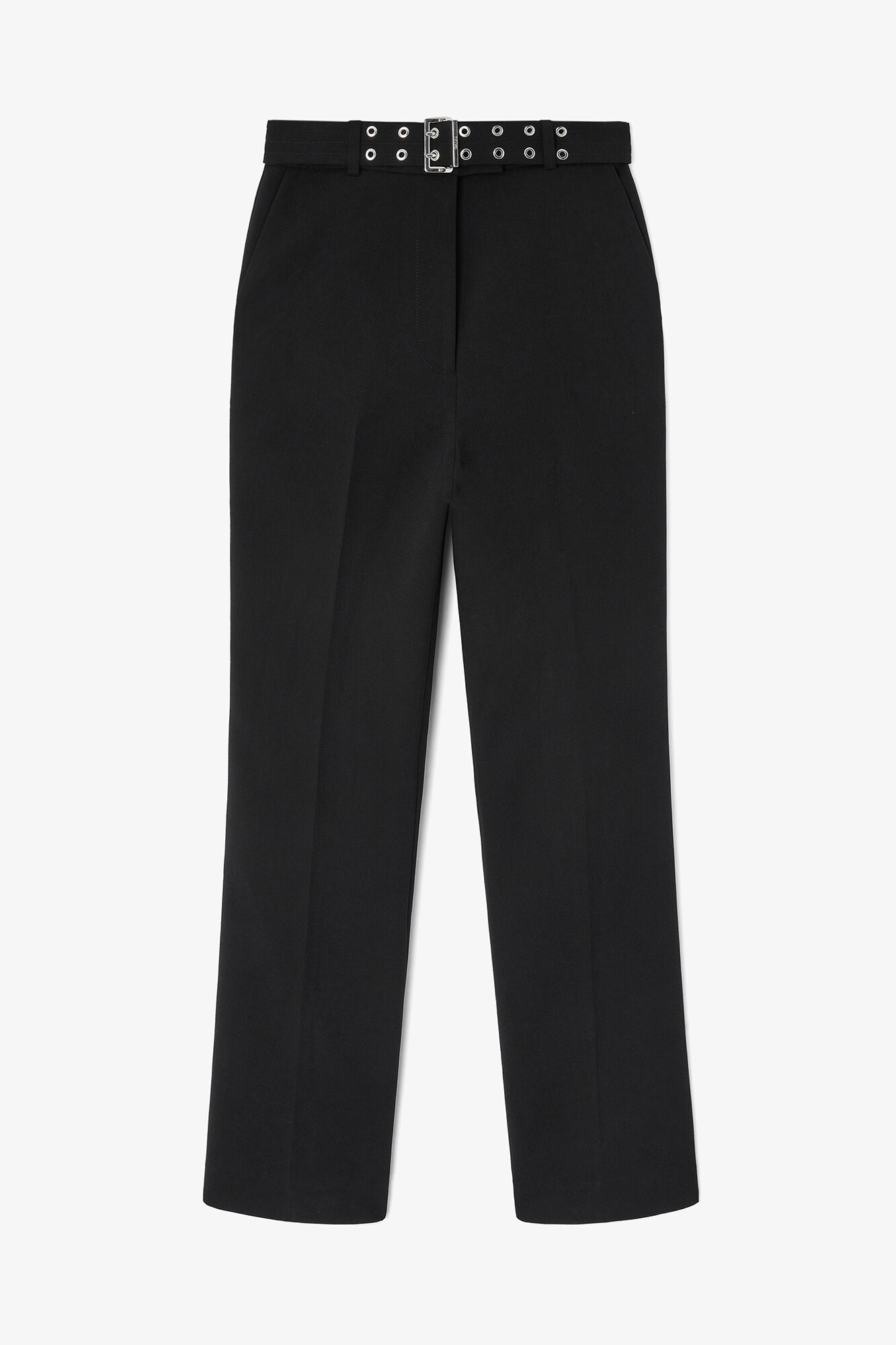 Belted Pants in Black, Recycled Polyester, in colour Black - 1 - GANNI