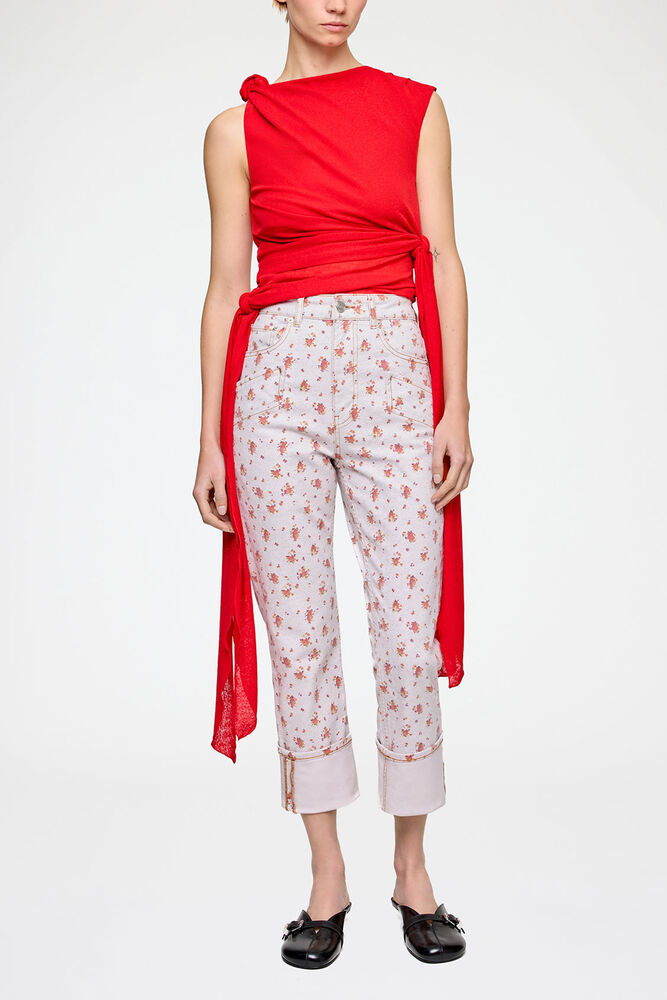 Capri Slim Jeans in Printed Denim, Peachskin