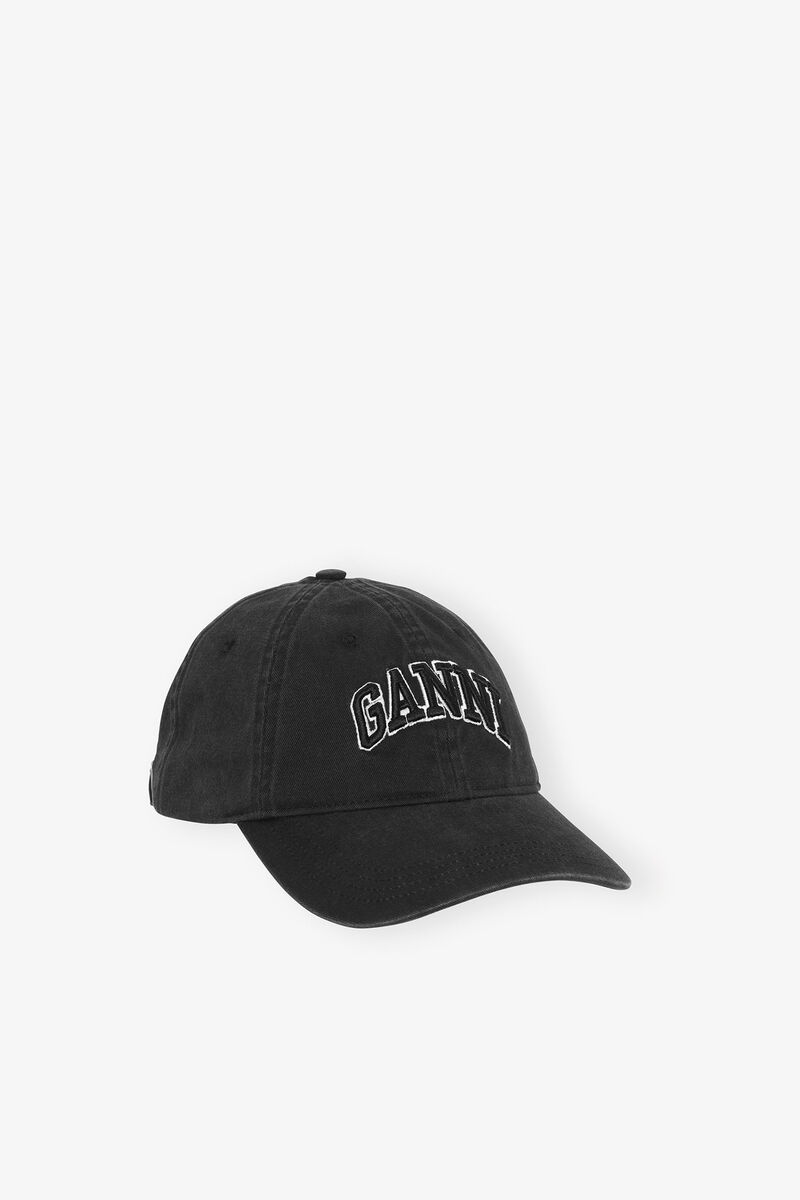 Black Canvas Cap, Organic Cotton, in colour Black - 1 - GANNI