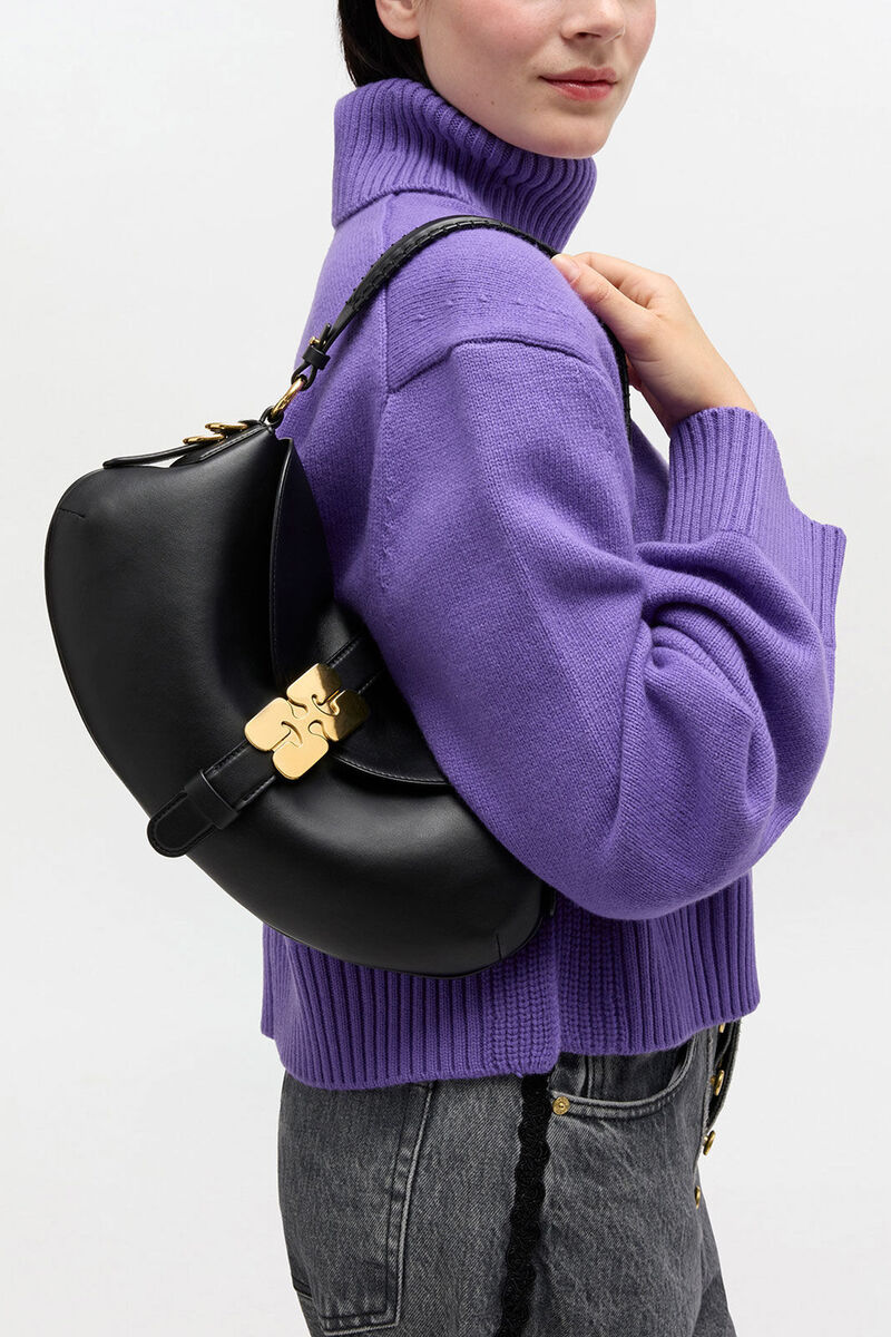 Black B-Kat Bag, Recycled Leather, in colour Black - 1 - GANNI