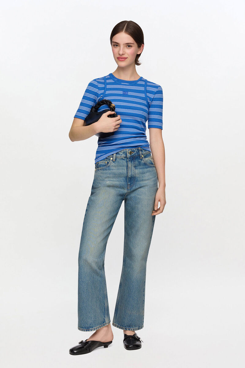 Jean rigide Betzy, Organic Cotton, in colour Mid Blue Vintage - 1 - GANNI