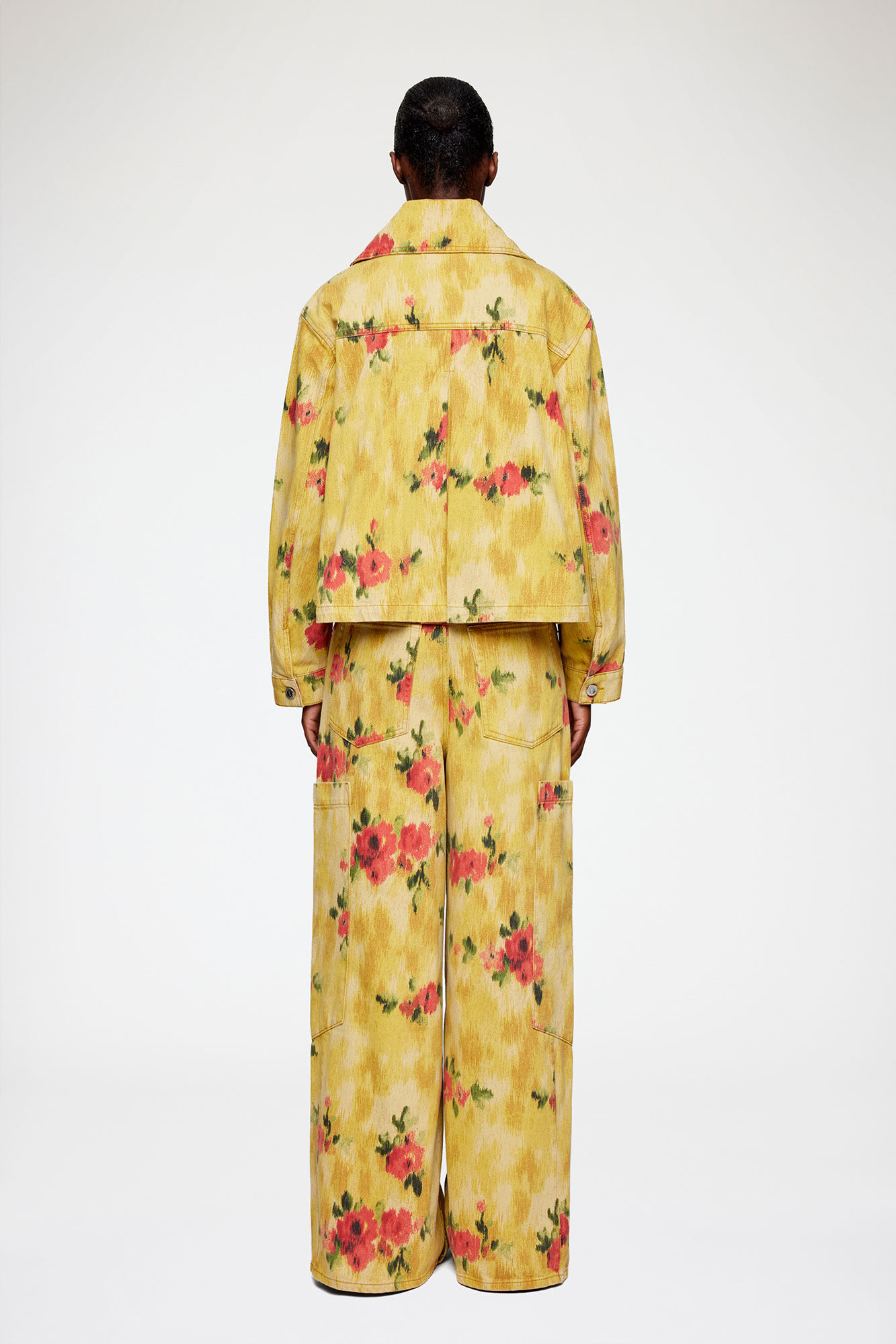 Jacket in Printed Denim, Organic Cotton, in colour Vibrant Yellow - 2 - GANNI
