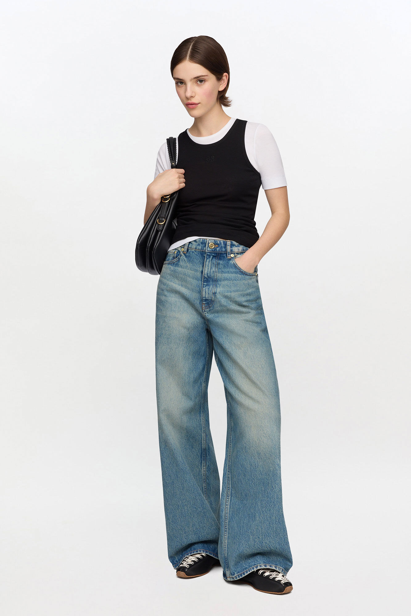 Get&ouml;nte, starre Lari-Jeans, Organic Cotton, in colour Mid Blue Vintage - 1 - GANNI