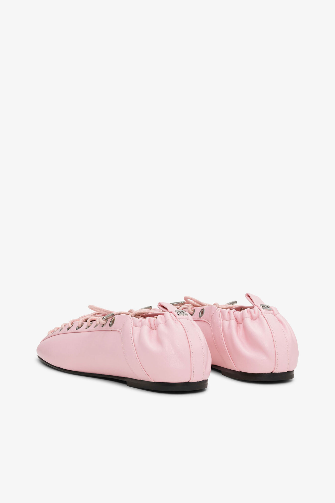 Lace-up ballerinasko i lyser&oslash;d, Recycled Leather, in colour Fairy Tale - 3 - GANNI