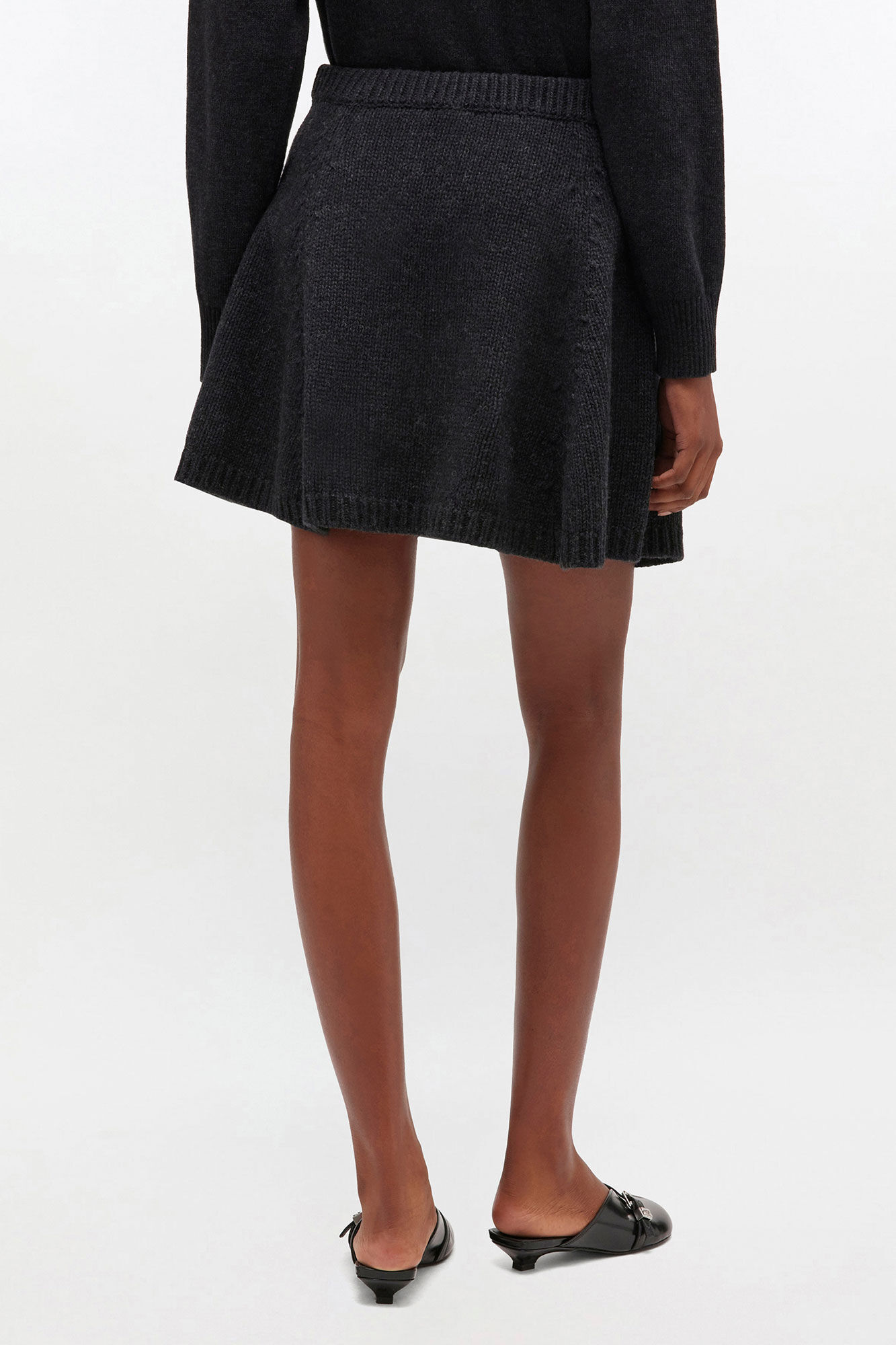 Dark Grey Wool Mini Skirt, Wool, in colour Phantom - 2 - GANNI