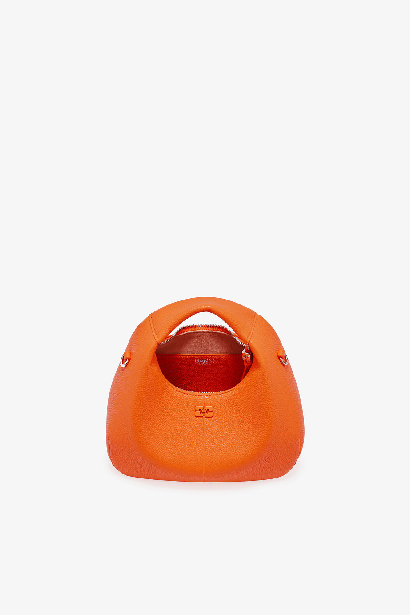 Orange Mini Hobo Bag, Recycled Polyester, in colour Russet Orange - 3 - GANNI