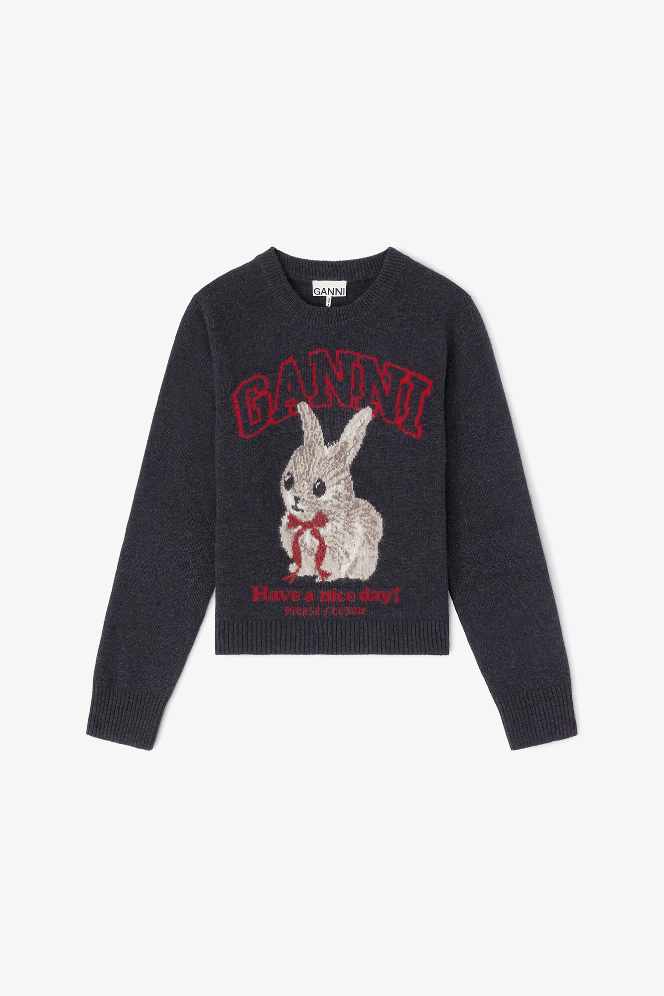 Graphic Wool Sweater, Wool, in colour Phantom - 1 - GANNI