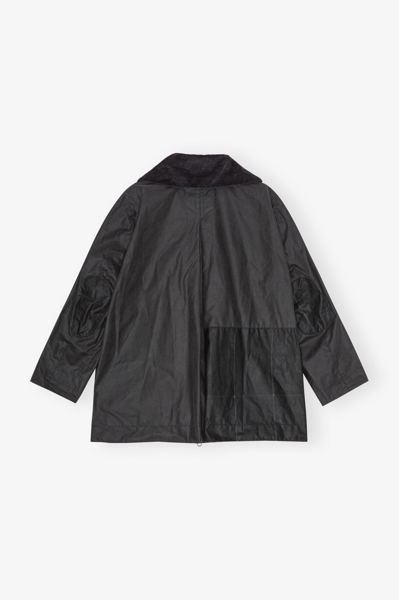 GANNI x Barbour Waxed Duffle Coat, Organic Cotton, in colour Phantom - 2 - GANNI