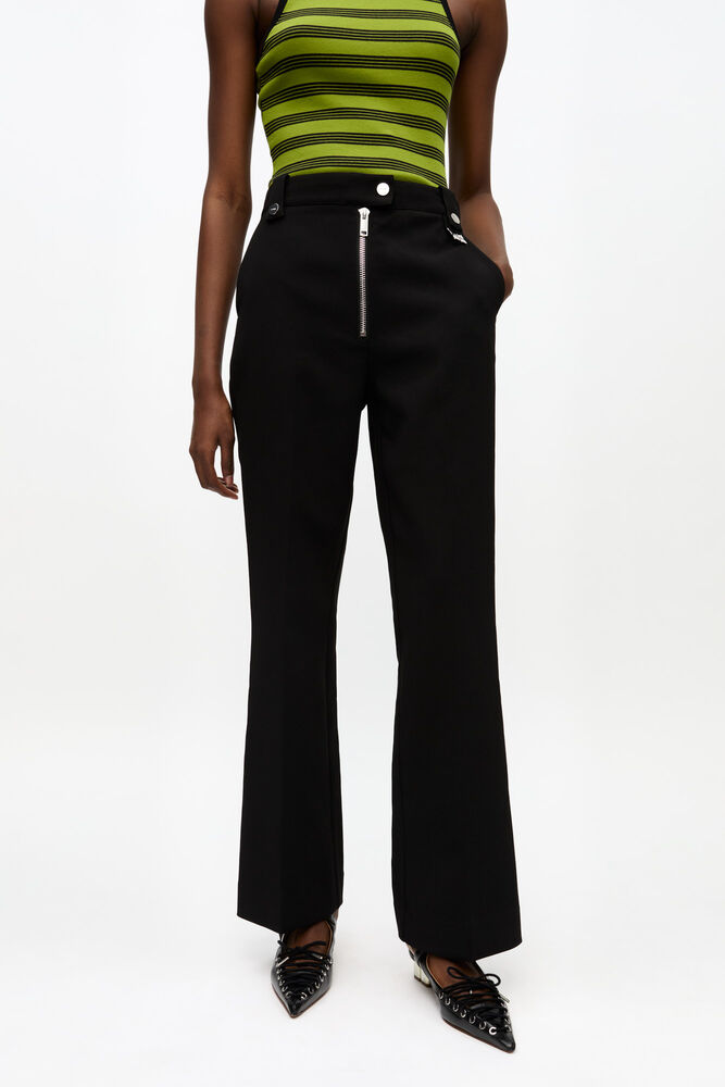 Pants in Black Bonded Crepe, Black