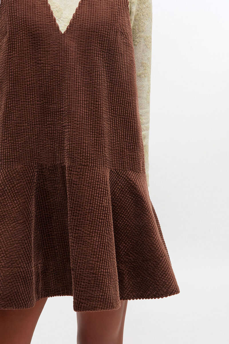 Brown Corduroy Mini Dress, Organic Cotton, in colour Chicory Coffee - 1 - GANNI