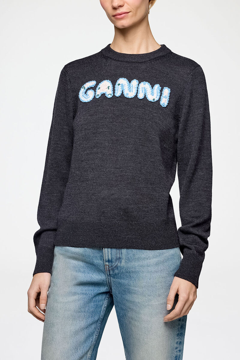 Jumper i merino, Wool, in colour Phantom - 2 - GANNI