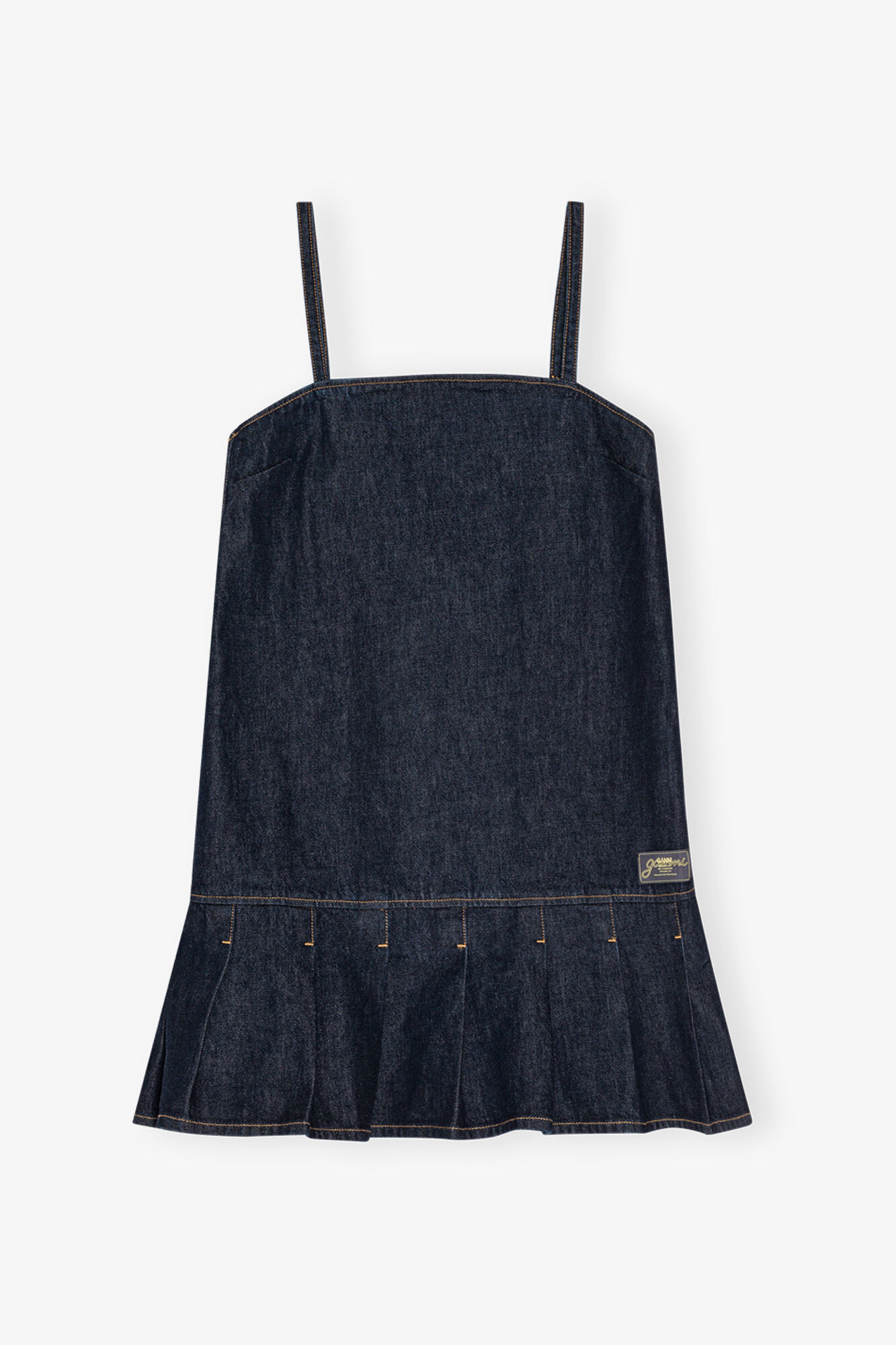 Denim Strap Mini Dress, Organic Cotton, in colour Rinse - 1 - GANNI