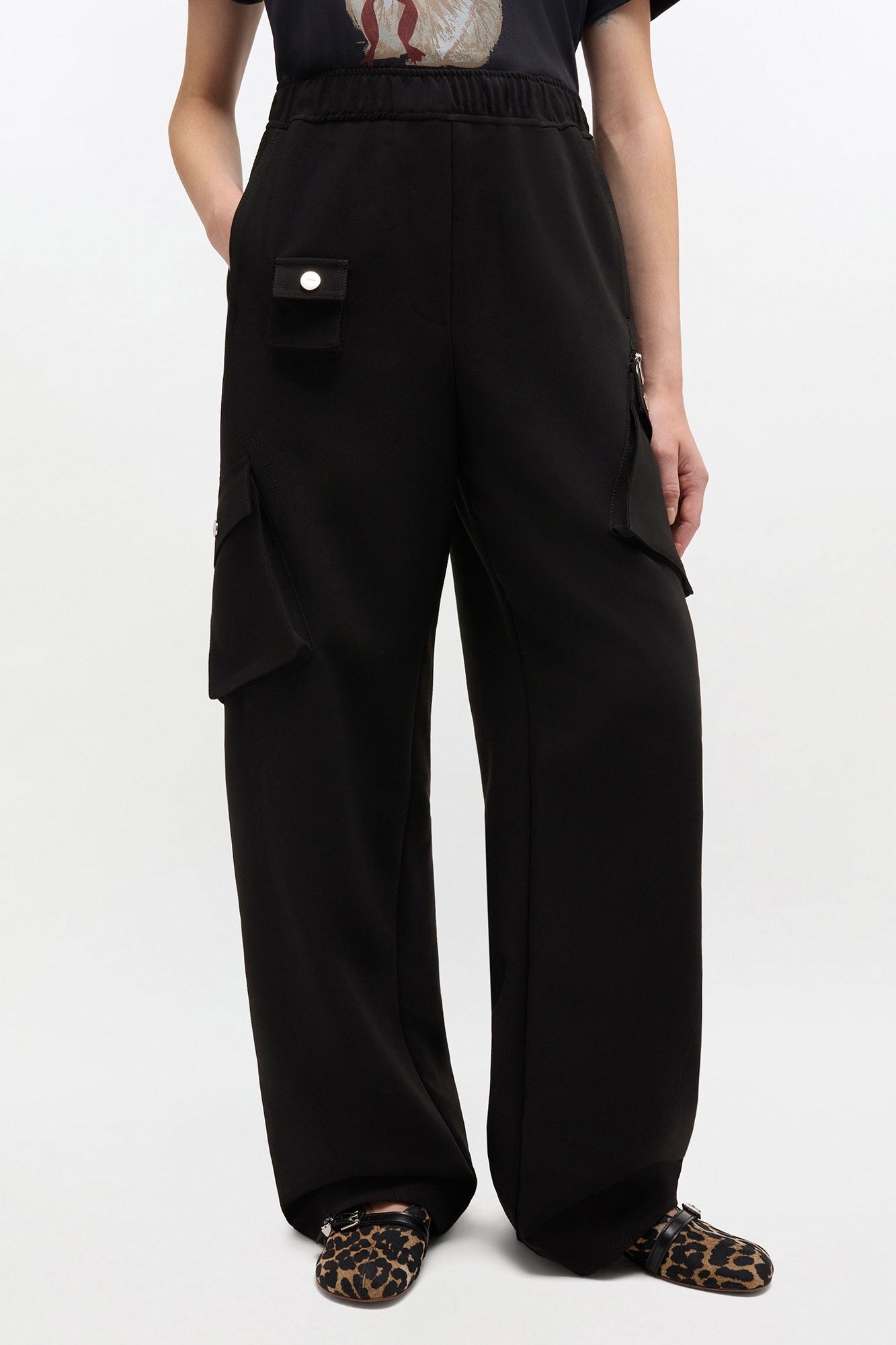 Trousers in Black Twill Suiting, Recycled Polyester, in colour Black - 2 - GANNI
