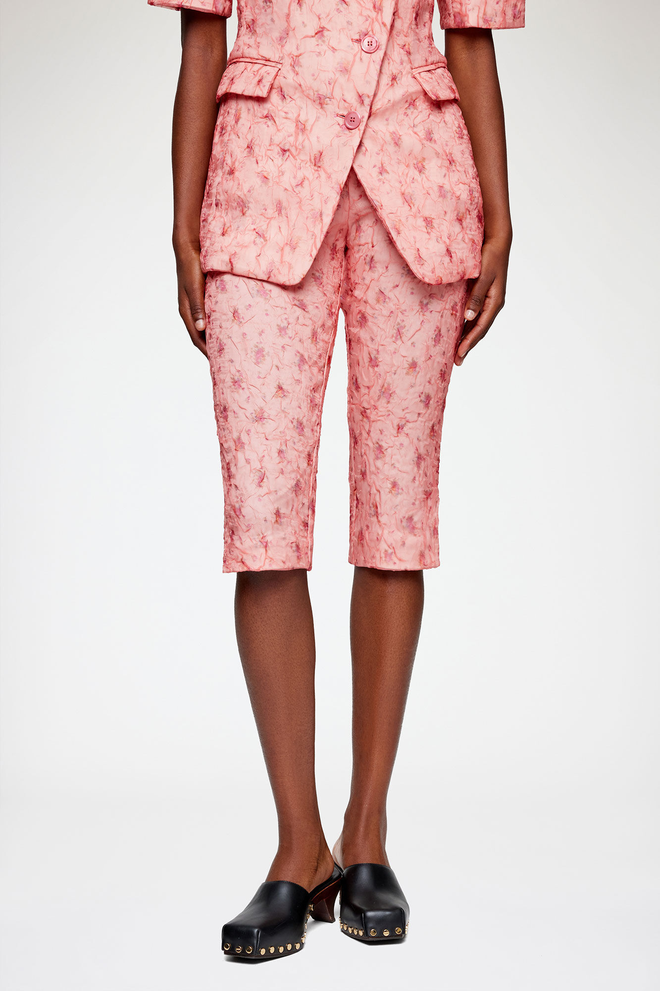 Pantalon capri en organza Shibori, Recycled Polyester, in colour Lantana - 2 - GANNI