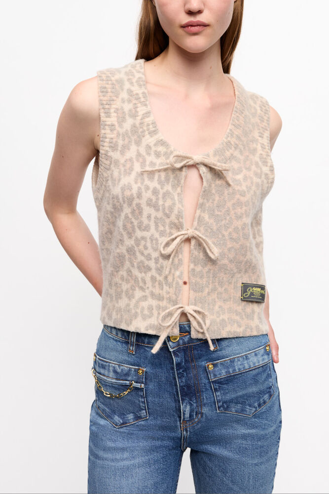 Leopard Tie String Vest, Leopard