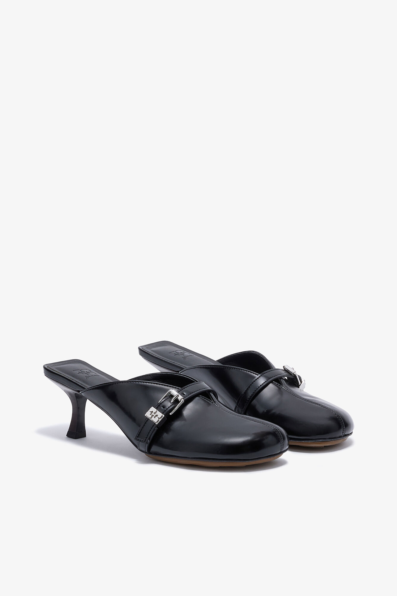 Sue-mules med h&aelig;l i sort, Oleatex&trade;, in colour Black - 2 - GANNI
