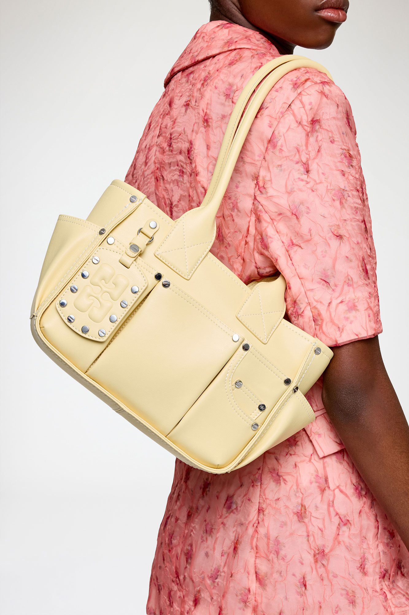 Small Posy Bag in Yellow, Polyester, in colour Yellow Cream - 1 - GANNI