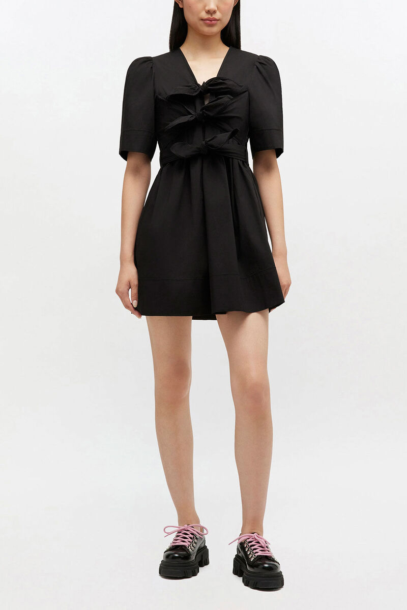 Cotton Mini Dress, Organic Cotton, in colour Black - 1 - GANNI