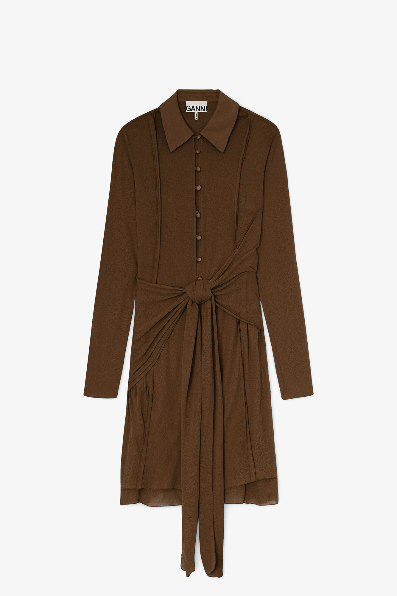 Robe courte en maille chin&eacute;e, Recycled Polyester, in colour Demitasse - 1 - GANNI