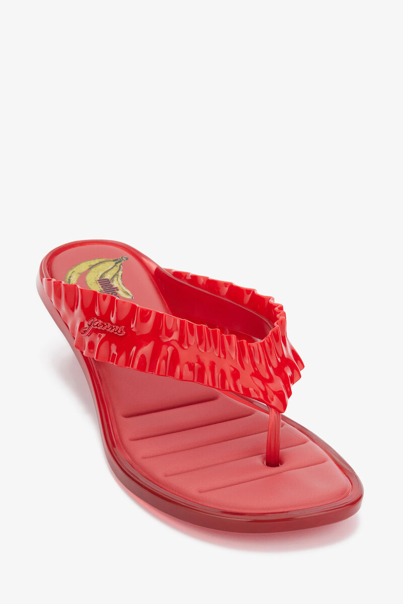 Melissa Thong Kitten Heel in Red, Polyvinyl Chloride, in colour Racing Red - 4 - GANNI