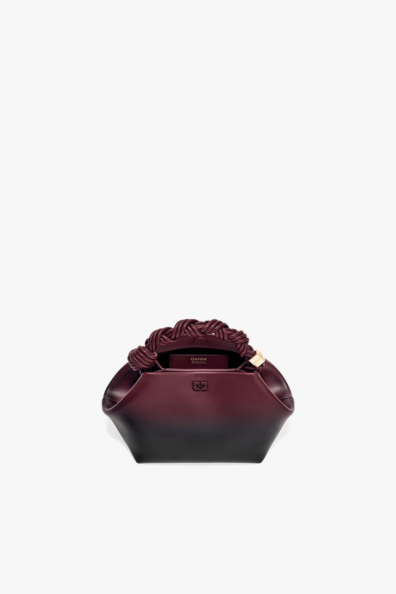 Red Gradient Small Bou Bag, Recycled Leather, in colour Tawny Port - 3 - GANNI