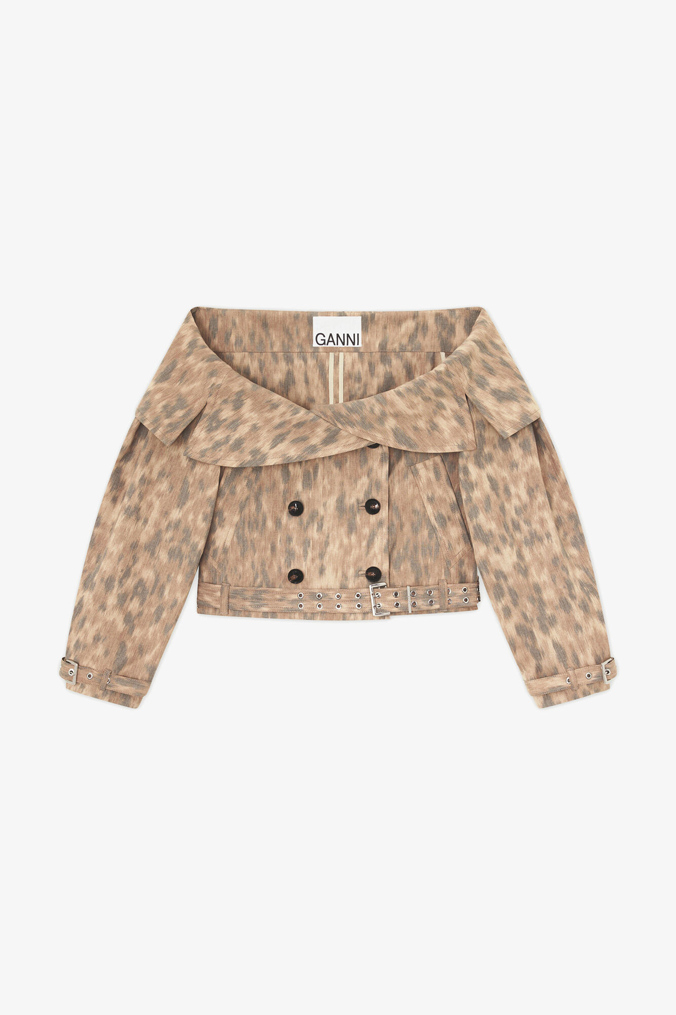 Jacket in Printed Cotton, Organic Cotton, in colour Burro - 1 - GANNI