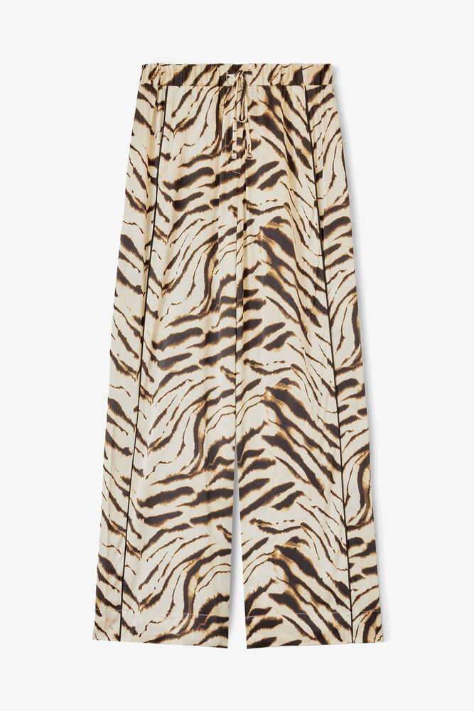 Trousers in Zebra Satin, Egret