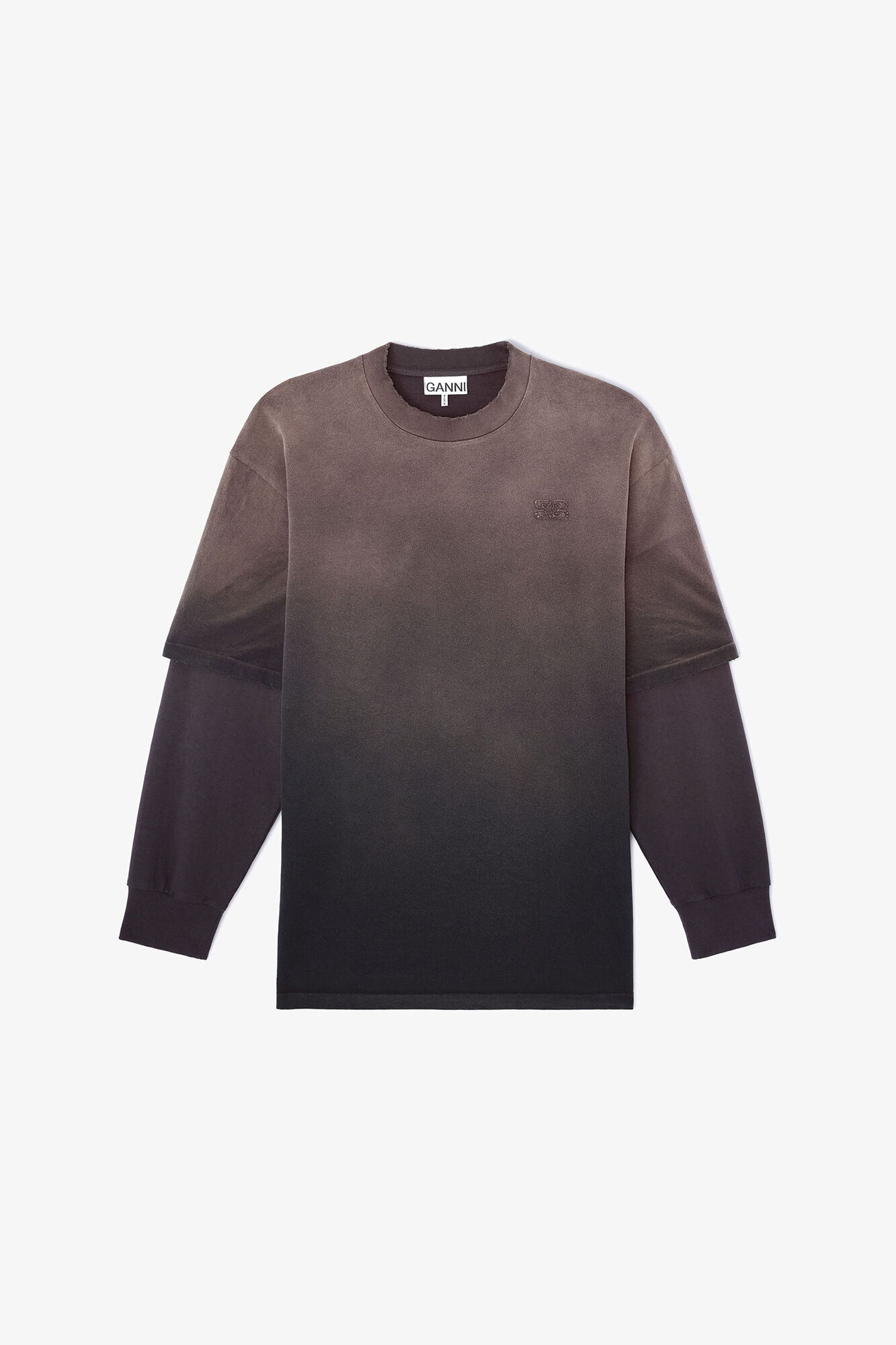 Langarm-T-Shirt aus gewaschenem Jersey, Organic Cotton, in colour Phantom - 1 - GANNI