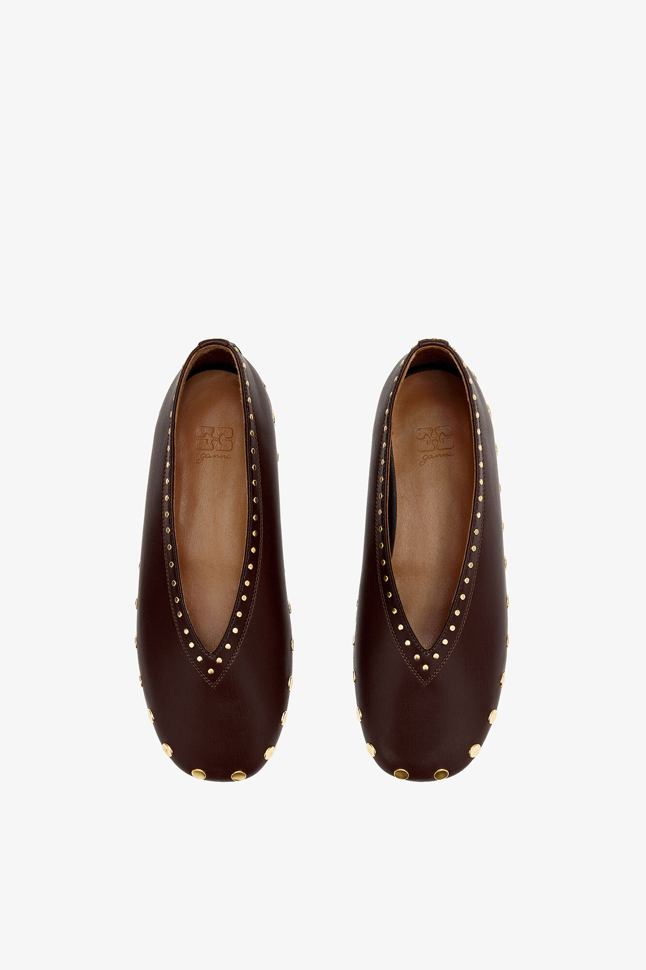 Jenny Ballerina in Brown, Recycled Leather, in colour Chicory Coffee - 3 - GANNI