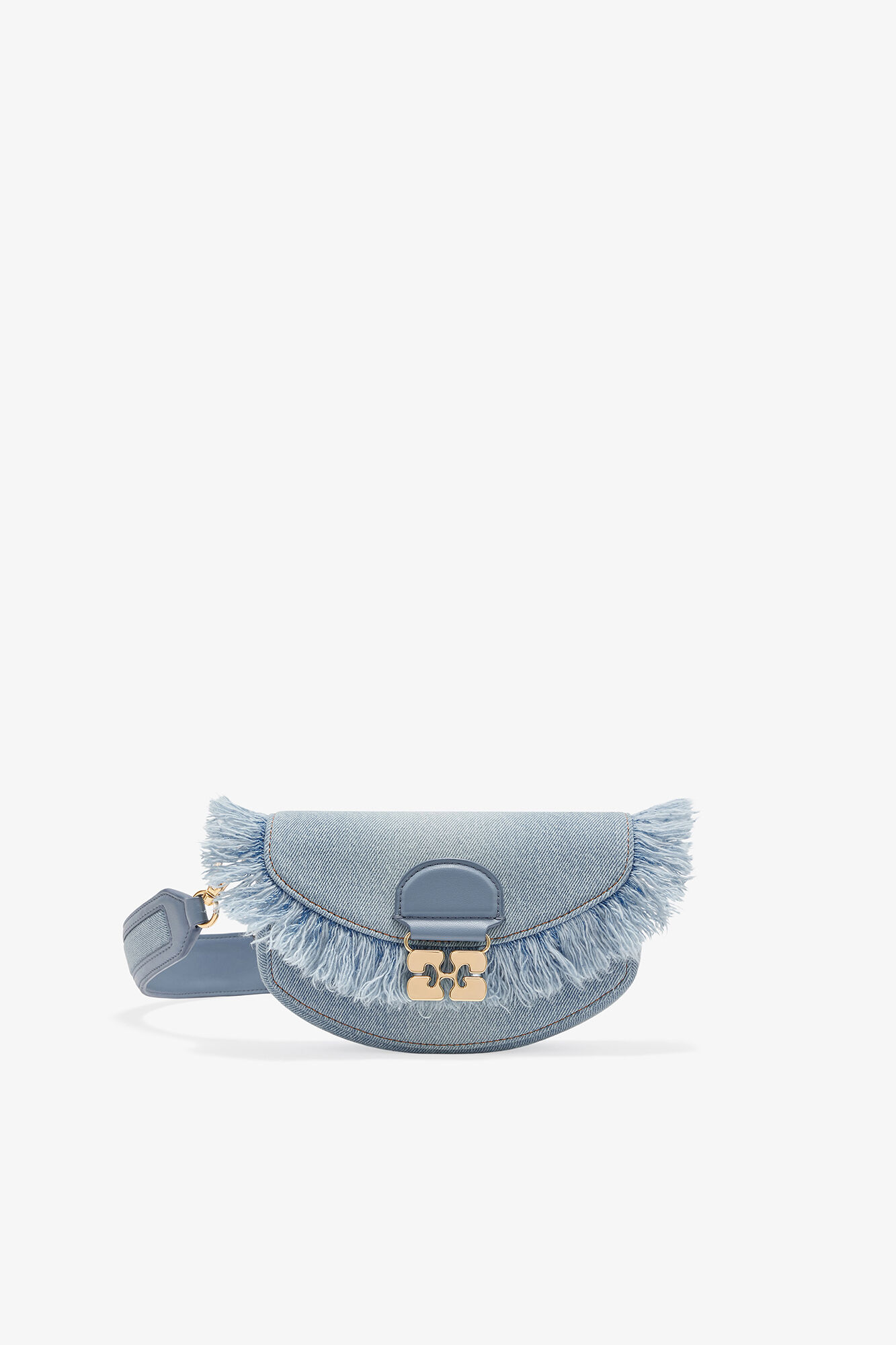 Blaue Denim Apo-G Geldb&ouml;rsen-Tasche, Recycled Cotton, in colour Faded Denim - 1 - GANNI