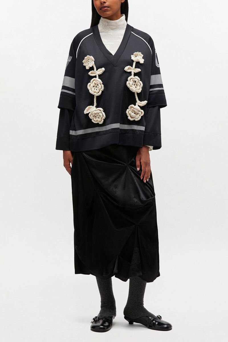 Black League Long-sleeve, Polyester, in colour Black - 2 - GANNI