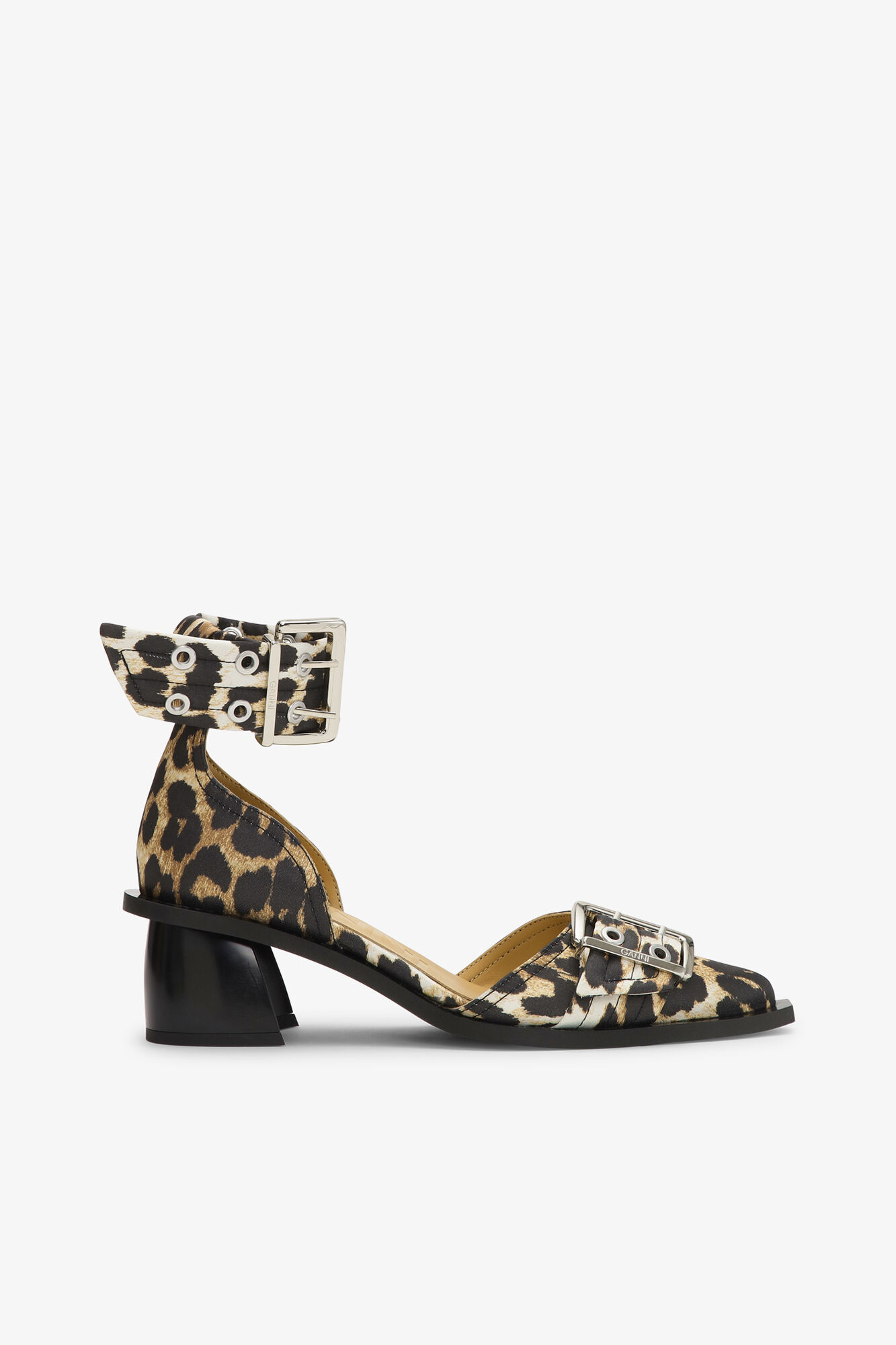 Leopard Print Feminine Buckle Open Cut Pumps, Recycled Polyester, in colour Leopard - 1 - GANNI