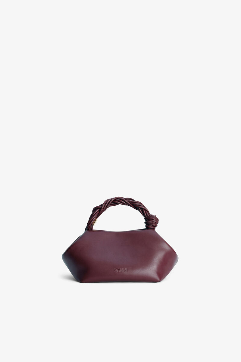 Burgundy Small GANNI Bou Bag, Recycled Leather, in colour Burgundy - 2 - GANNI